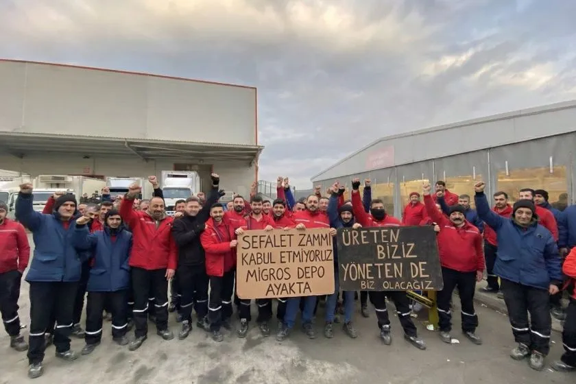 Migros depo işçilerinin eylemi sürüyor
