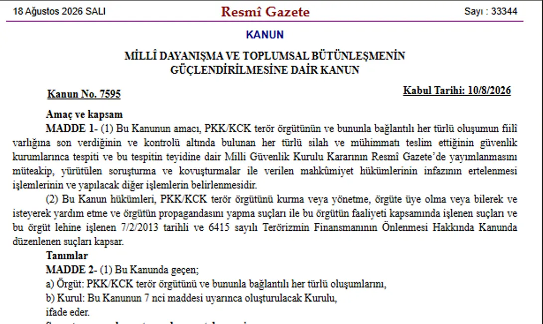 Çerçeve yasa yürürlükte