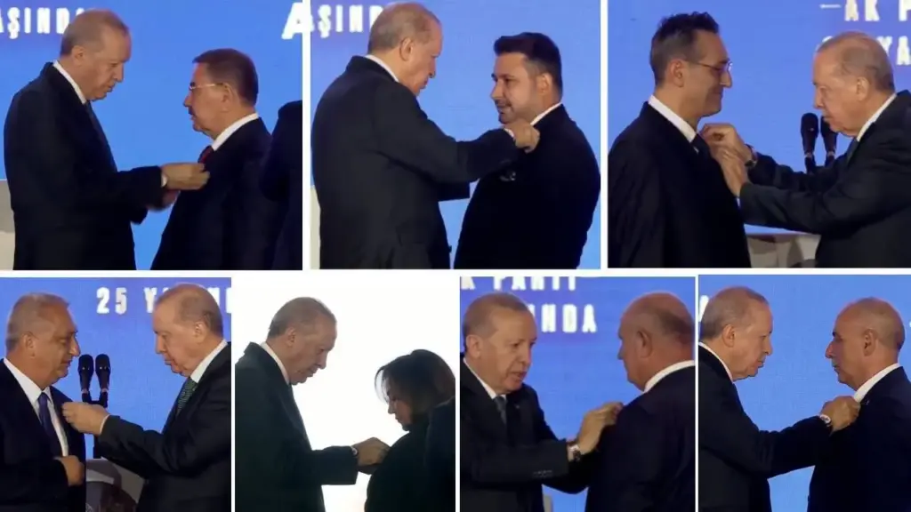 AKP’nin kuruluş yıl dönümü — Erdoğan 7 belediye başkanına rozet taktı görseli