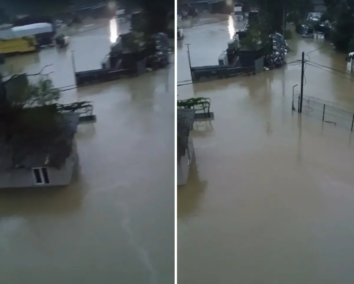 Dere taştı, işyerini su bastı